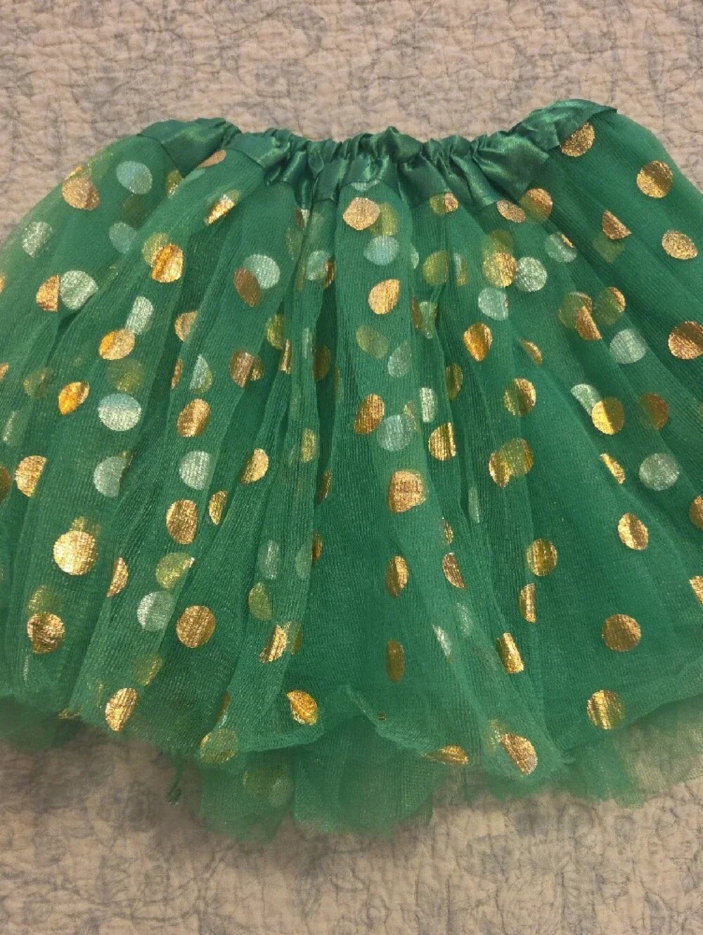 balera Red Sequin Tank with Green Tutu and Gold Polka Dots